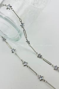 Lamelif Gümüş Çelik Kristal Yıldız Taşlı Kararmaz Kolye