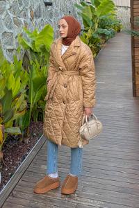 Beige Jacket Collar Long Arm Coat