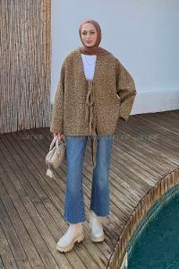 Camel V Neck Long Arm Coat