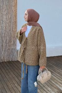 Camel V Neck Long Arm Coat