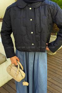 Navy Blue Normal Neck Long Arm Polyester Jacket