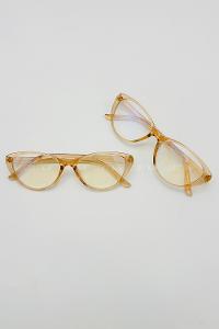 Lamelif Cat Eyes Bal Rengi Çerçeve Şeffaf Gözlük