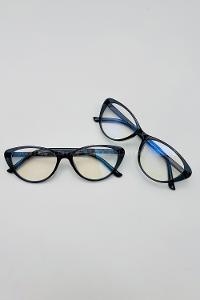 Lamelif Cat Eyes Füme Çerçeve Şeffaf Gözlük