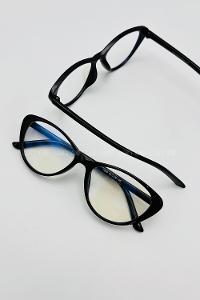 Lamelif Cat Eyes Siyah Çerçeve Şeffaf Gözlük