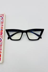 Lamelif Cat Siyah Çerçeve Şeffaf Gözlük