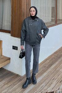 Anthracite Neckband Long Arm Coat