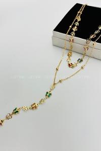 Lamelif Gold 2li Çokrenkli Kelebek Y Kolye