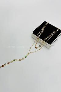 Lamelif Gold 2li Çokrenkli Kelebek Y Kolye