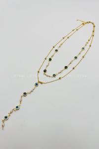 Lamelif Gold 2li Çokrenkli Nazar Y Kolye