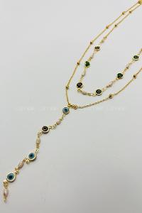 Lamelif Gold 2li Çokrenkli Nazar Y Kolye