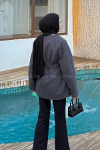 Anthracite Crew Neck Long Arm Coat