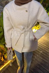 Ecru Crew Neck Long Arm Coat