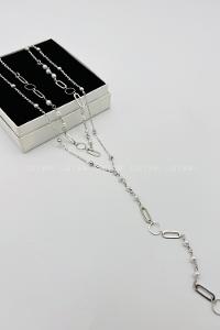 Lamelif Gümüş 2li Dorikalı Zincir Y Kolye