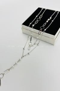 Lamelif Gümüş 2li Dorikalı Zincir Y Kolye