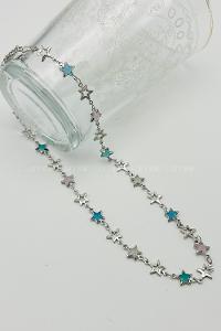 Lamelif Gümüş Çelik Çokrenkli Kristal Taşlı Yıldız Kararmaz Kolye