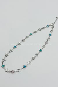 Lamelif Gümüş Çelik Çokrenkli Kristal Taşlı Yıldız Kararmaz Kolye