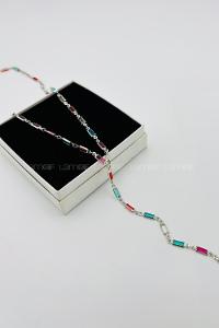 Lamelif Gümüş Çokrenkli Baget Y Kolye