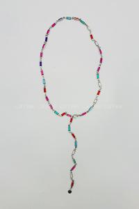 Lamelif Gümüş Çokrenkli Baget Y Kolye