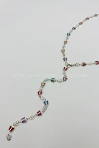 Lamelif Gümüş Çokrenkli Kelebek Y Kolye