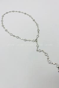 Lamelif Gümüş Oval Taşlı Y Kolye