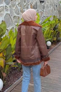 Bitter Brown Zippered Neck Long Arm Coat