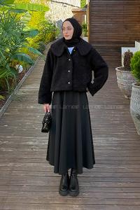 Black Normal Neck Long Arm Coat