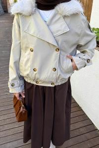 Stone Long Arm Elastan Polyester Trench Coat