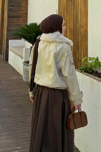 Stone Long Arm Elastan Polyester Trench Coat