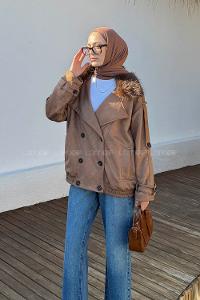 Camel Normal Neck Long Arm Polyester Jacket