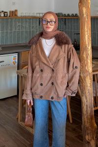 Camel Normal Neck Long Arm Polyester Jacket