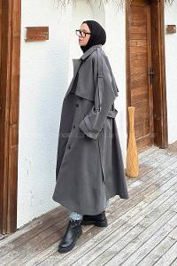 Lamelif Kuşaklı Poliviskon Trenç Antrasit