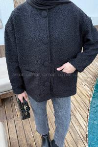 Black Crew Neck Long Arm Polyester Jacket