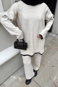 Lamelif Çoban Dikiş Triko Takım Bej