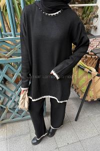 Lamelif Çoban Dikiş Triko Takım Siyah
