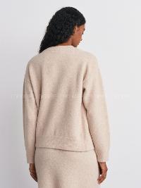 Lamelif Dilvin Bisiklet Yaka Yumuşak Dokulu Triko Kazak Açık Bej