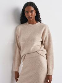 Lamelif Dilvin Bisiklet Yaka Yumuşak Dokulu Triko Kazak Açık Bej