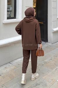 Lamelif Kapüşonlu İkili Takım Acı Kahve