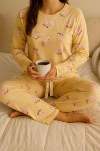 Lamelif  Tatlı Uykular Pijama Takımı Krem