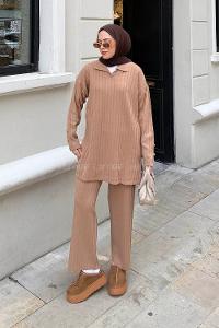 Lamelif Triko Takım Camel