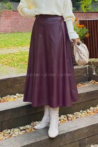 Claret Red Skin Flared Skirt Skirt