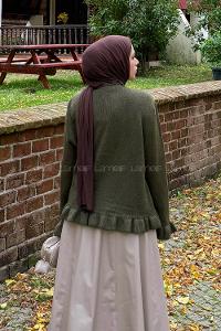 Lamelif Fırfır Detaylı Hırka Haki