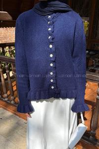 Lamelif Fırfır Detaylı Hırka Lacivert