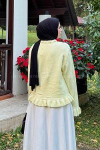 Lamelif Fırfır Detaylı Hırka sarı