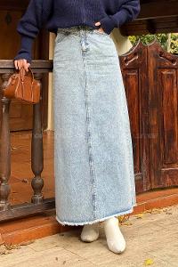 Blue-1 Denim Straight Skirt Skirt