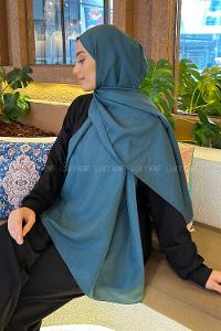 Petrol Blue Viscose Fabric Straight Shawl