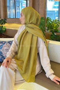 Lamelif Brisa Vual Şal Yağ Yeşili