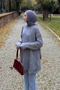 Lamelif Buklet Kazak Gri