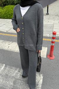 Lamelif Cepli Hırkalı Takım Gri