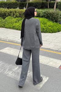 Lamelif Cepli Hırkalı Takım Gri