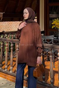 Bitter Brown Neckband Knitwear Tunic